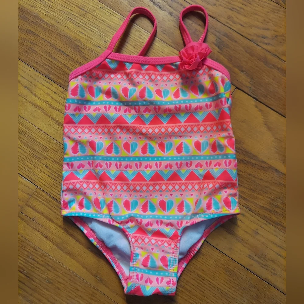 🎁 10/$25 OP Geometric 6-9 months One Piece Swimsuit With Heart Pattern, Flower